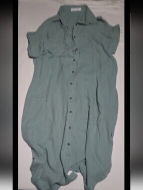 Paradise women's large green button maxi dress #14